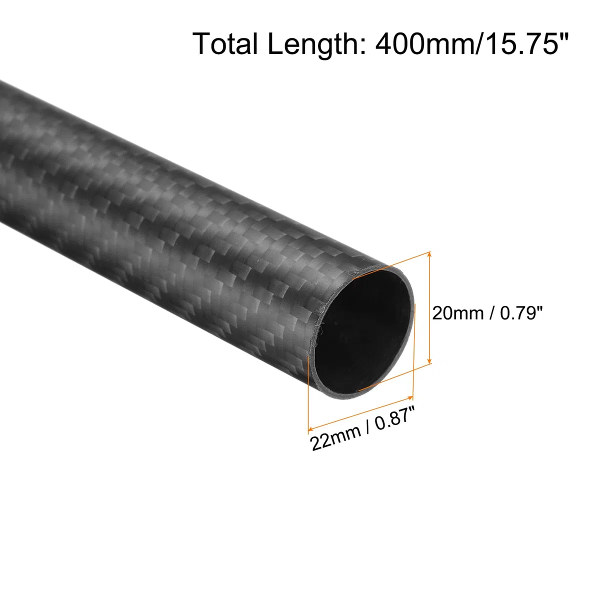 QUARKZMAN 2 Stück Kohlefaserrohre 20 x 22 x 400mm Matte Oberfläche Stab 3K Rollgewickelte Kohlefaser Rundrohre für RC Flugzeug Quadcopter Multicopter
