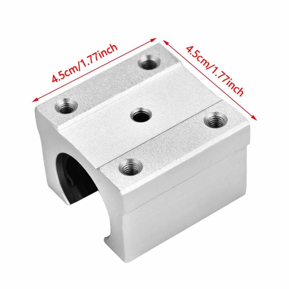 SBR16UU Lineargleitlager aus Aluminiumlegierung, 16mm Wellendurchmesser, 4,5 x 4,5 x 2 cm, 4 Stück, CNC Gleitbuchsen für Linearbewegung