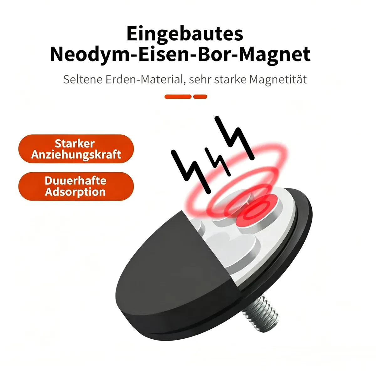 6 Stück Magnet mit Gewinde Neodym Magnete Gummiert 43mm Extra Stark mit M6 Außengewinde 15kg Haftkraft Starke Magneten Anti-Rutsch Magnetischer Montagesockel