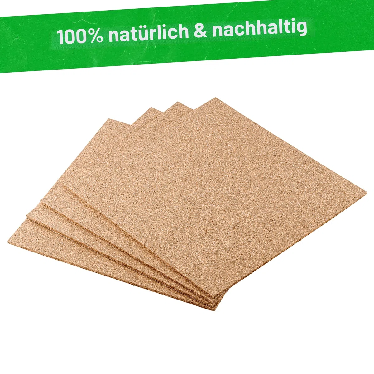Natürliche Plain Korkfliesen - 300mm x 300mm x 4mm (Stückzahl: 20)
