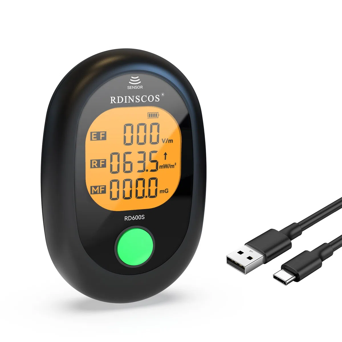 EMF Messgerät Elektrosmog Strahlenmessgerät – Tragbarer EMF Detektor mit 3-Farben LCD, Wiederaufladbar für Zuhause, Büro & Outdoor