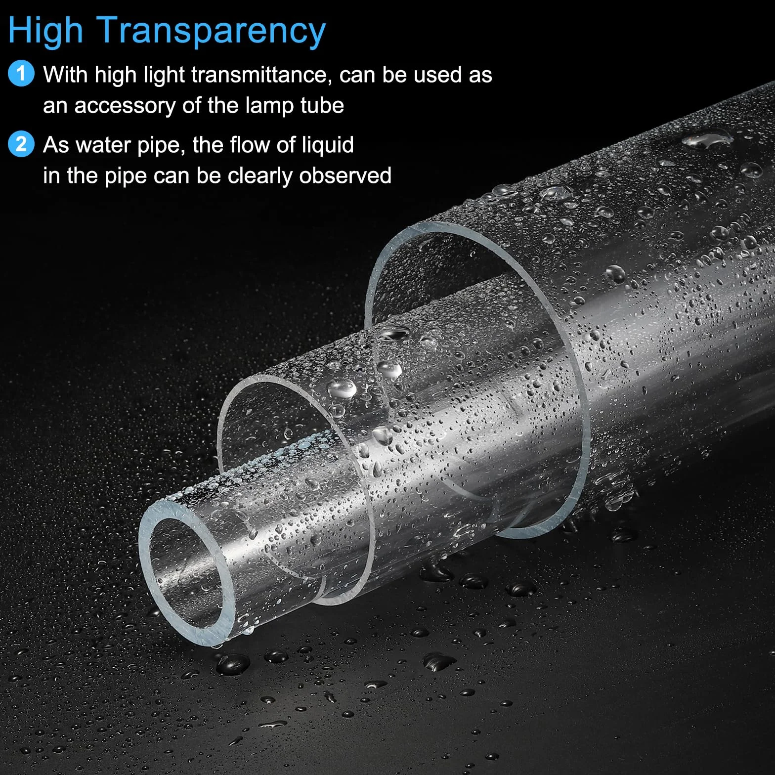 QUARKZMAN 4 Stück PVC Transparent Rohr, Innendurchmesser 36mm Durchmesser 40mm LÄNGE 250mm Acryl Kunststoffrohr für Lampenbau, Stehlampen, Möbel