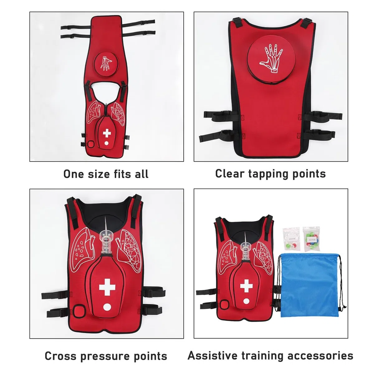 Trainingsweste für Erstickungsanfälle bei Erwachsenen (HLW- und Erste-Hilfe-Training) mit Übungsfunktion für den Heimlich-Griff und die Heimlich-Technik. Geeignet für Pflegekräfte und Studierende.