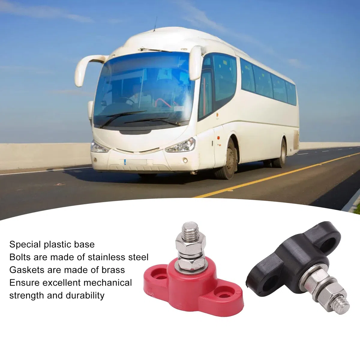 4 Stück Anschlussbolzen, 12V 24V Stromverteilerblock Batterieklemmenblöcke, Batterieverteilerklemmenblock Sammelschienenklemmenverteilerblock für LKWs und Wohnmobile