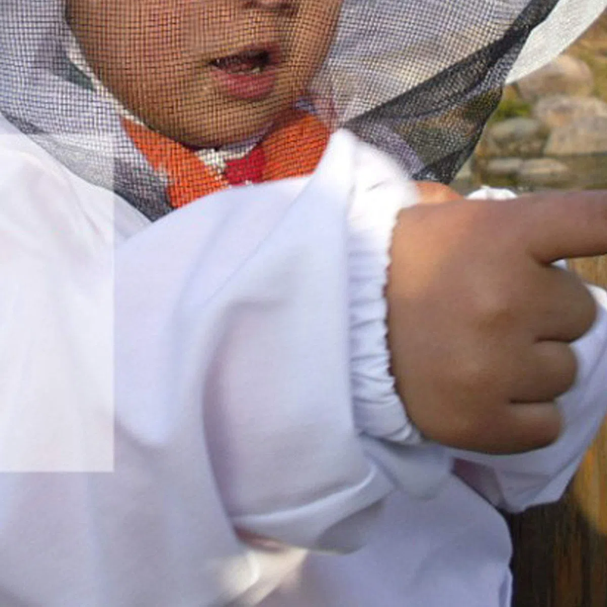 Imkerschutz-Kinderanzug mit Schleierjacke - mit Imkereihandschuhen Imkerei-Schutzausrüstung (Y-L (125-150 cm))