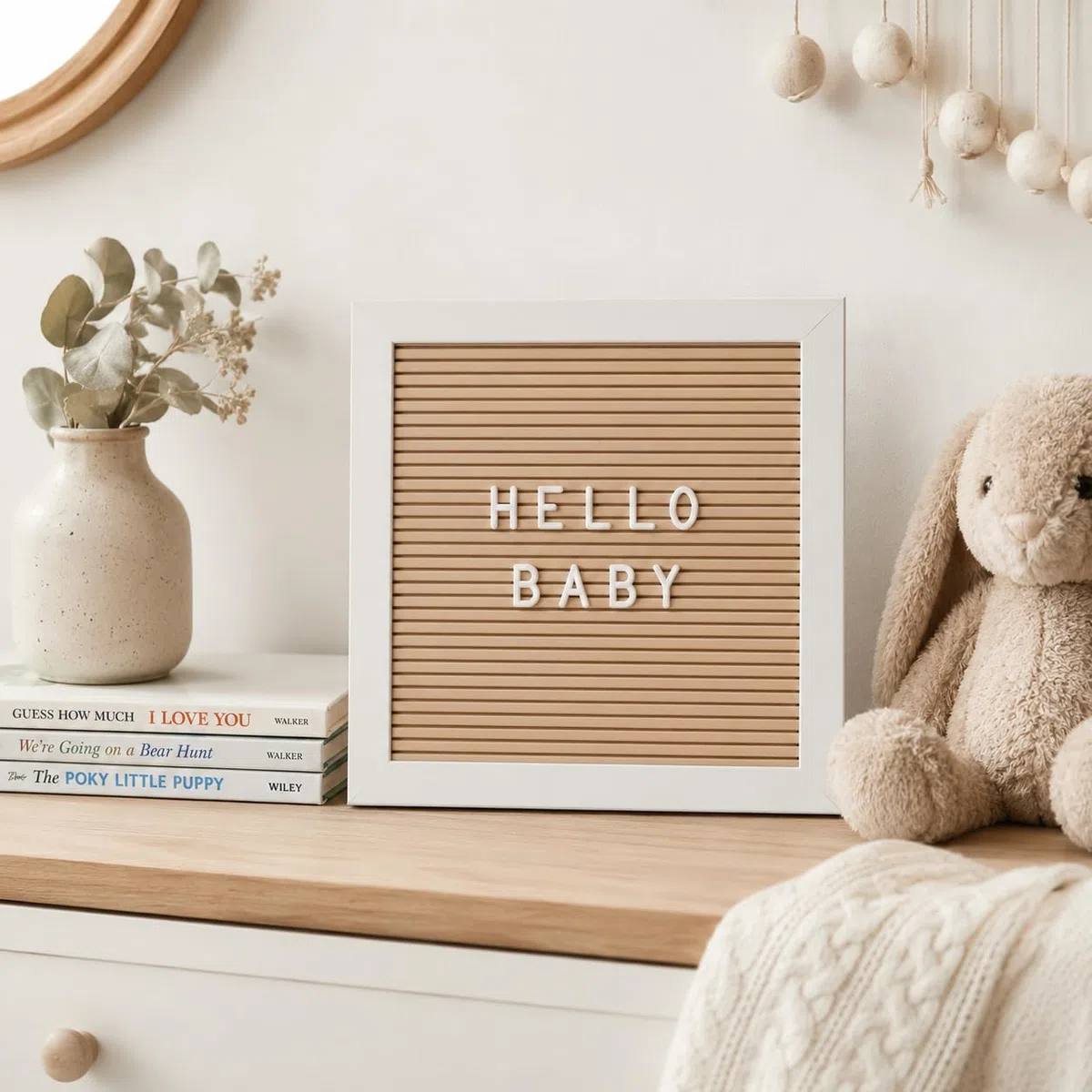 Kate & Milo Letterboard, Taupe, Classic Wooden Letterboard, Baby Keepsake Photo Prop, Taupe Letterboard Keepsake For Meilensteine, Gender Neutral Nursery Decor, Baby Announcement Prop