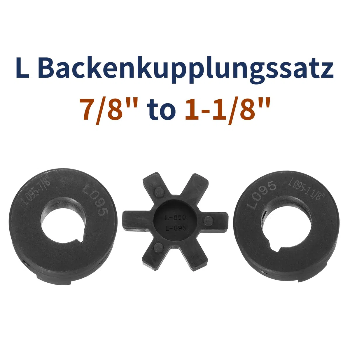 QUARKZMAN 7/8" bis 1-1/8" L095 Flexibles 3-teiliges L-Jaw Kupplung Kupplungsset & Buna-N NBR Gummispider für Holzspalter Hybridgeräte