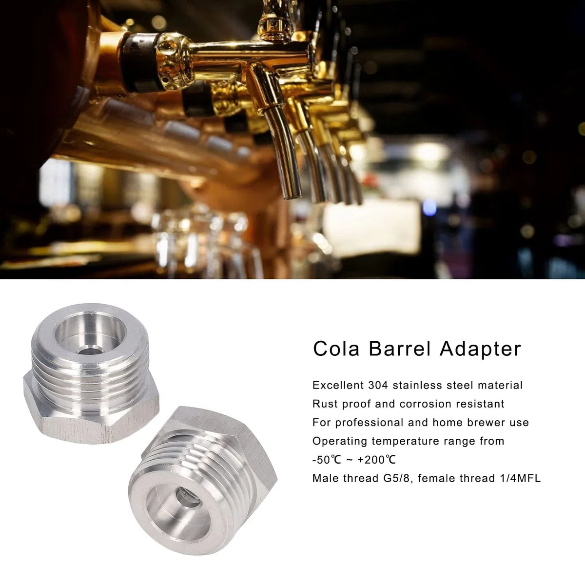 Cola-Fass-Adapter, Außengewinde G5/8 Innengewinde 1/4MFL Schlauchanschlüsse, Rohrverschraubungsanschlüsse für den Adapteraustausch