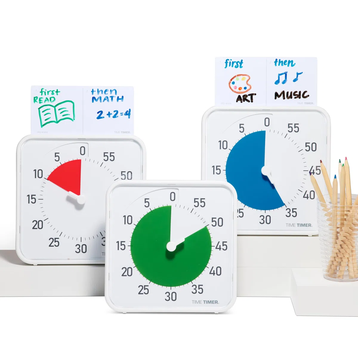 Time Timer Original Medium 19x19 cm Visueller Countdown-Timer – Mittlerer 60-Minuten-Visueller Timer für Klassenzimmer, Studenten und Erwachsene – Fokus, Sensorisch (Weiss, Rot)