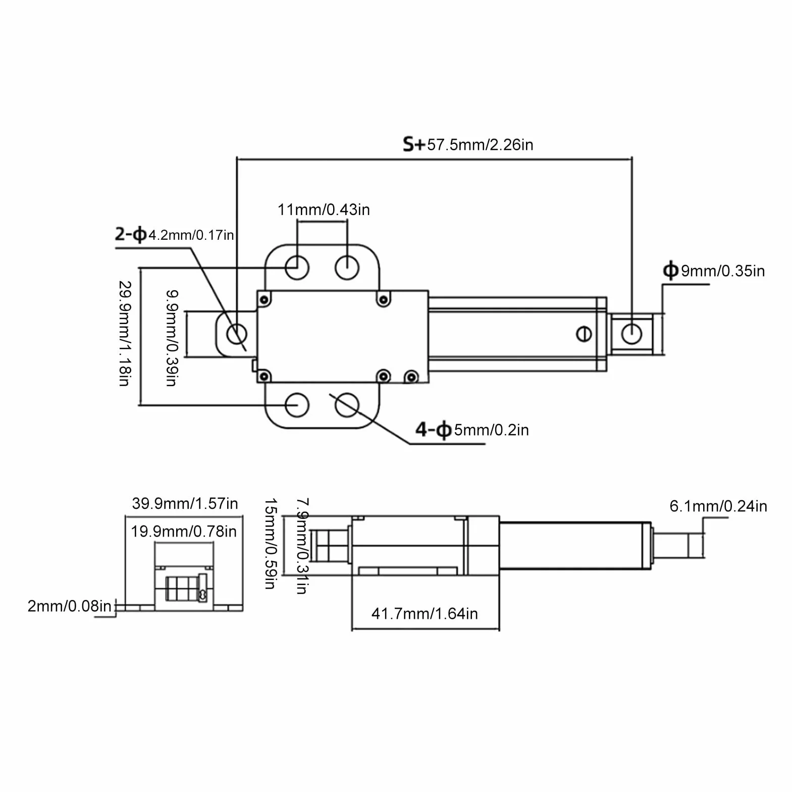Mini Electric Linear Actuator 15 mm Hub Micro Motion Actuator 12 V Linearaktuator Elektrischer Linearantrieb (Mit Halterung)
