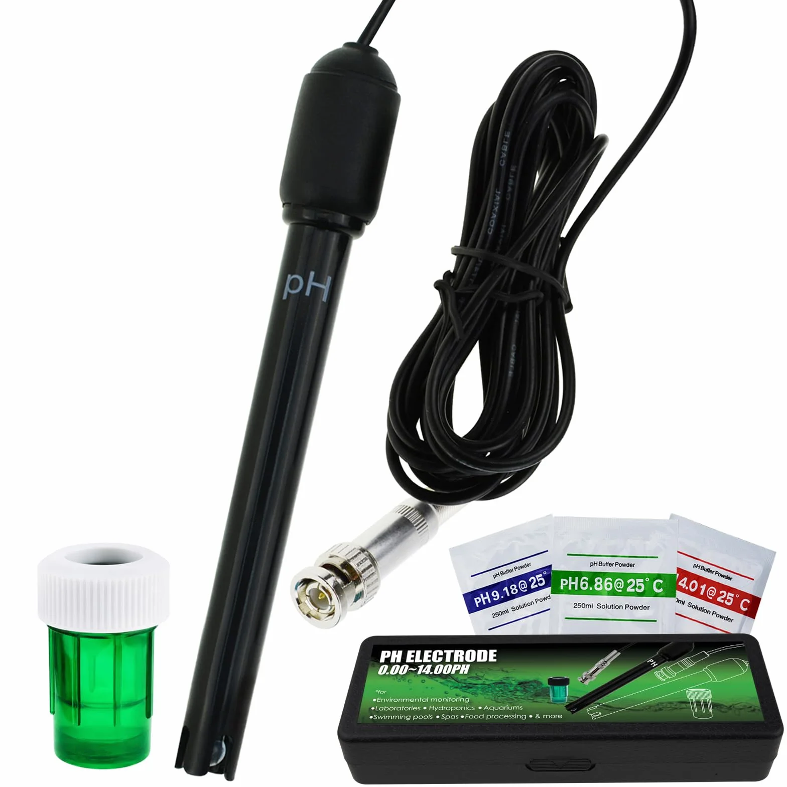 Lange Karosserie pH Elektrode mit BNC Steckdose Sonde 300cm Kabel 0-14pH für pH Meter, pH Regler pH Gerät Wirtschaftlich Sensor