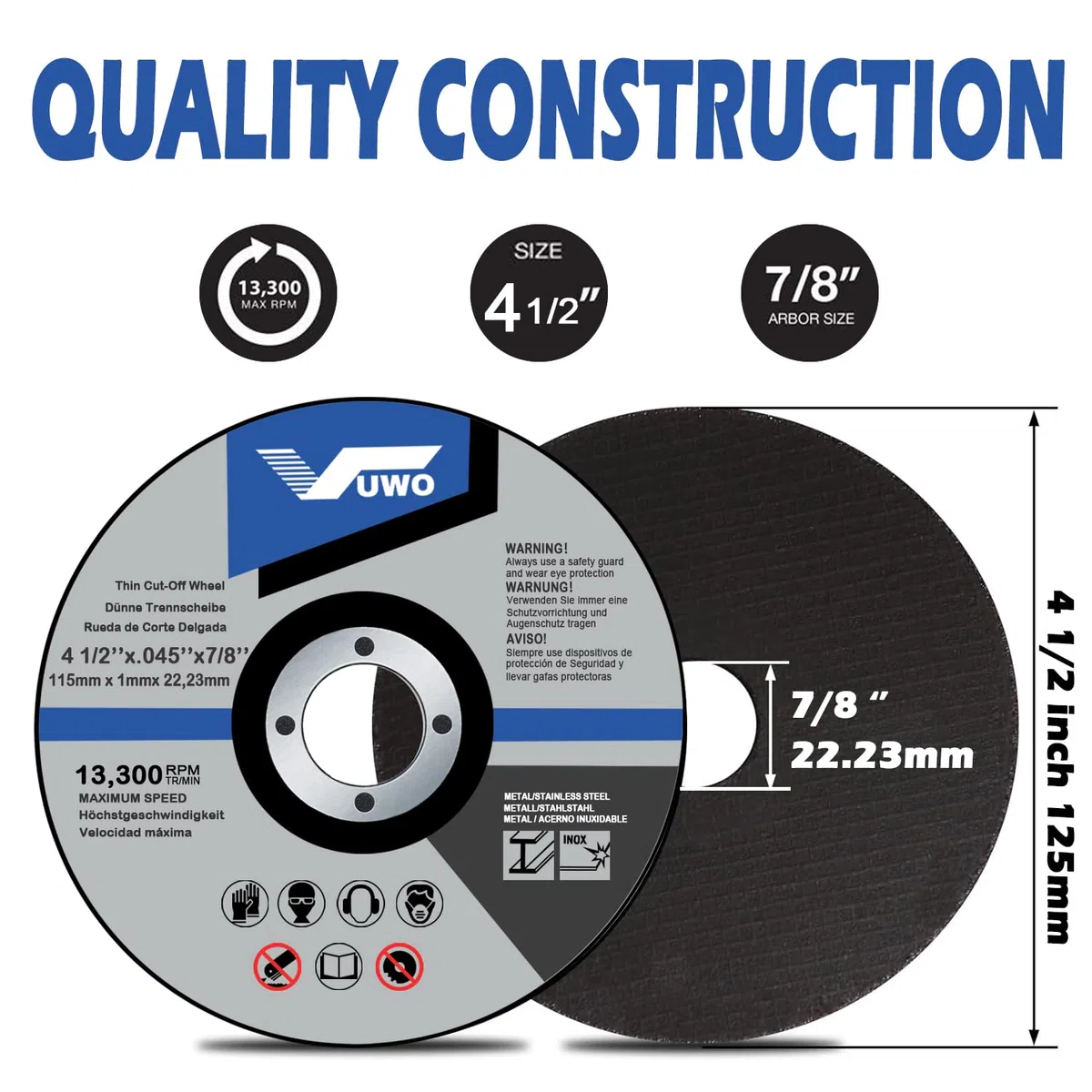 Trennscheibe für Winkelschleifer - 50 Stück Flexscheibe 115mm x 1mm x 22,23 mm Standard Dünn Gerade Profi Trennscheibe Geeignet für Stahl Edelstahl Metall