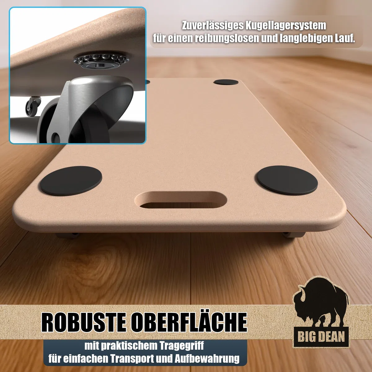 BigDean 3X Möbelroller Transportroller 250kg Rollbrett MDF Möbel Hund Roller