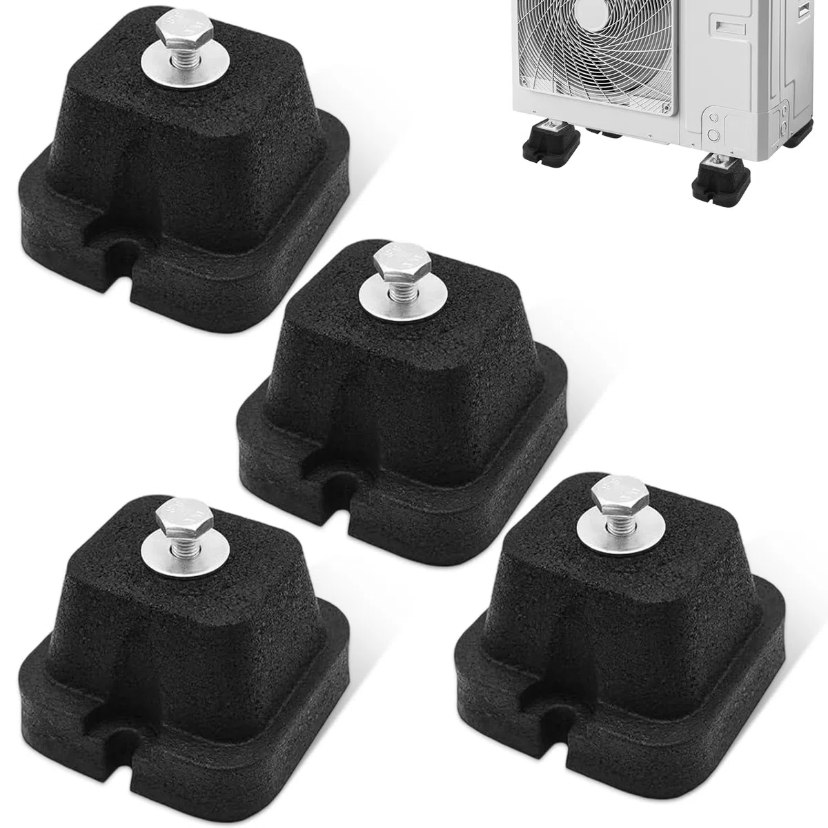 4Pcs Klimaanlage Außeneinheit Schwingungsdämpfer, Bodenkonsole Dämpfungssockel, Antivibrationsfüße aus Gummi, Rutschfeste Schwingungs Stoßdämpfer für Klimaanlagen, Wärmepumpe, Generator,Luftkompressor