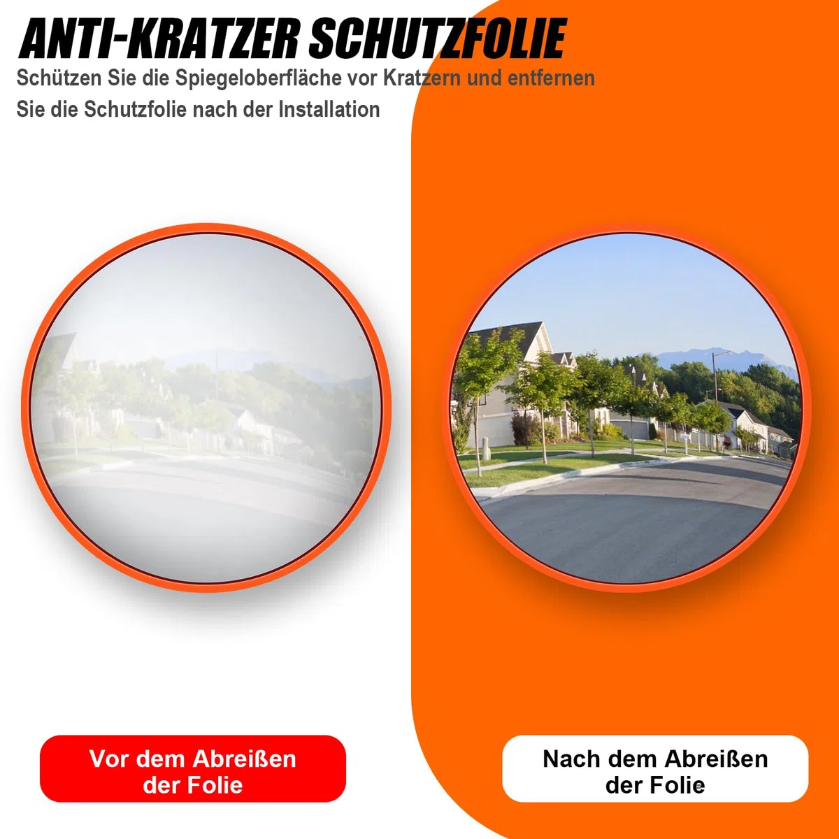 60 cm Extra Großer Verkehrsspiegel – Professioneller Konvexspiegel für Innen & Außen – Breites 130° Panorama-Sichtfeld für Höfe, Lagerhallen & Parkplätze
