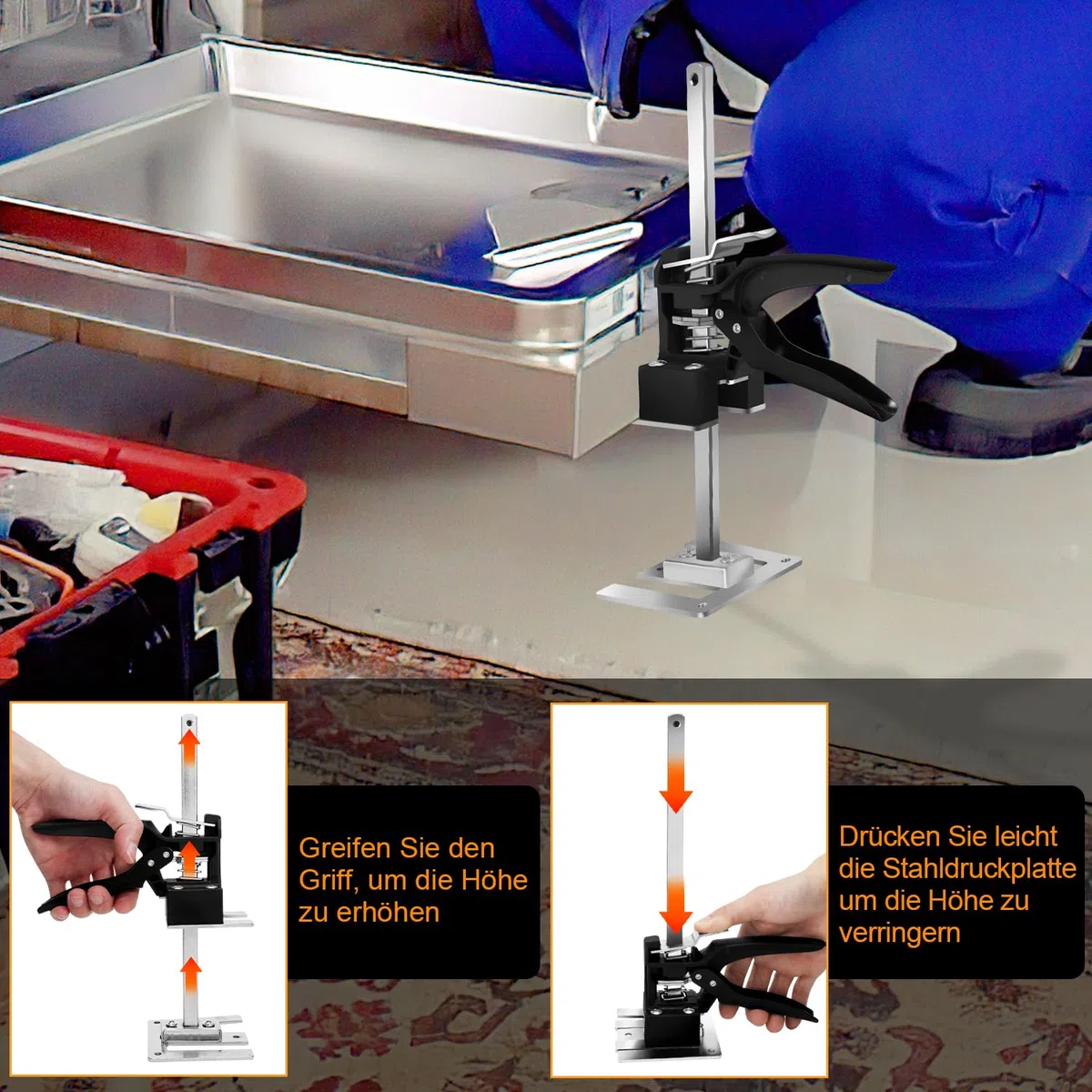Arm Handwerkzeug, Arbeitssparender Heber 2 Stück, 30cm Höhenregler Bis Zu 240 KG, Handhebewerkzeug, Tür- und Holzplatten-Hebebühne