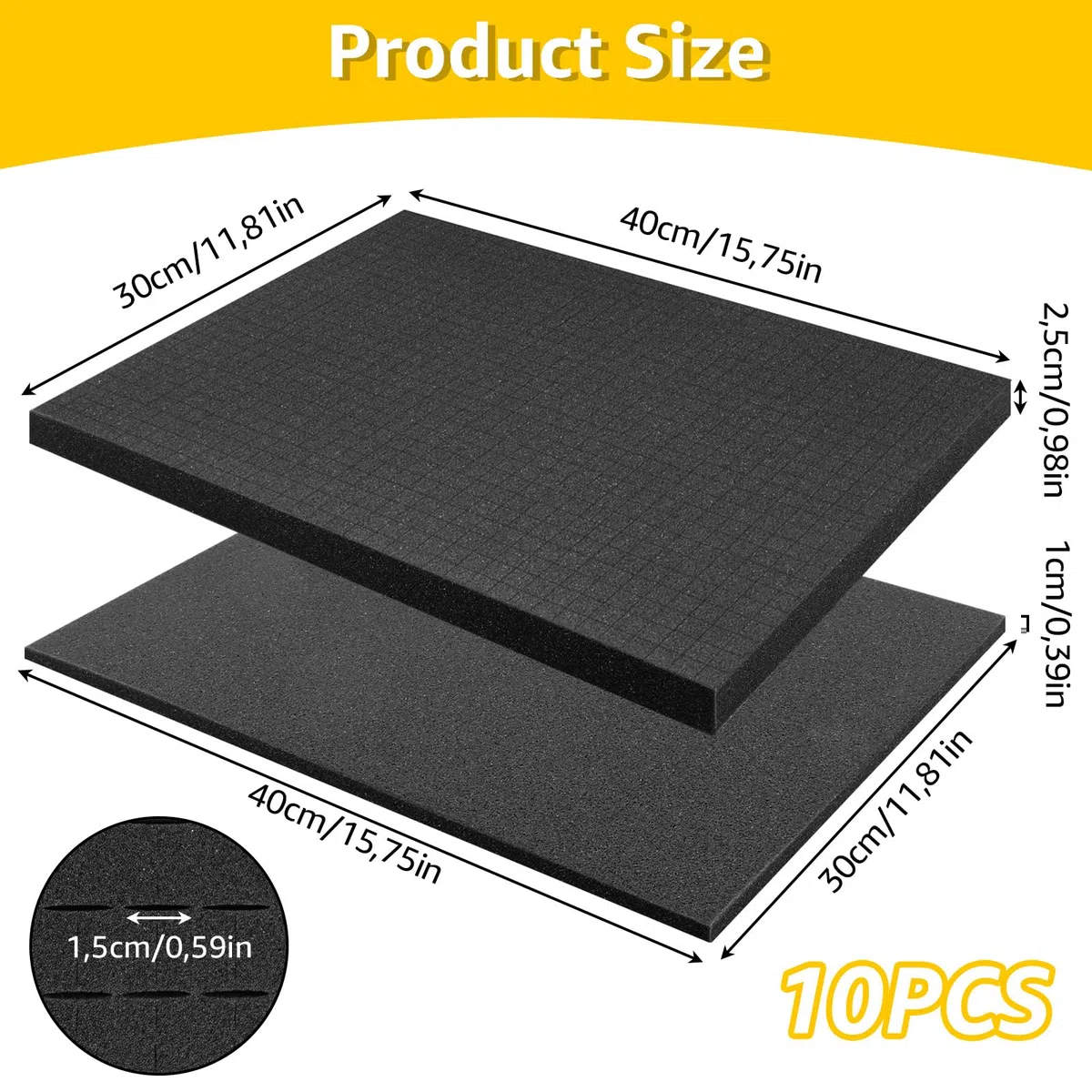 Rasterschaumstoff Würfelschaum, 5 Stück 400 x 300 x 25mm/5 Stück 400 x 300 x 10mm, Kamerakoffer Schaumstoff, Schaumstoffeinlage zum Auseinandernehmen für Schutzkästen, Präzisionsinstrumente