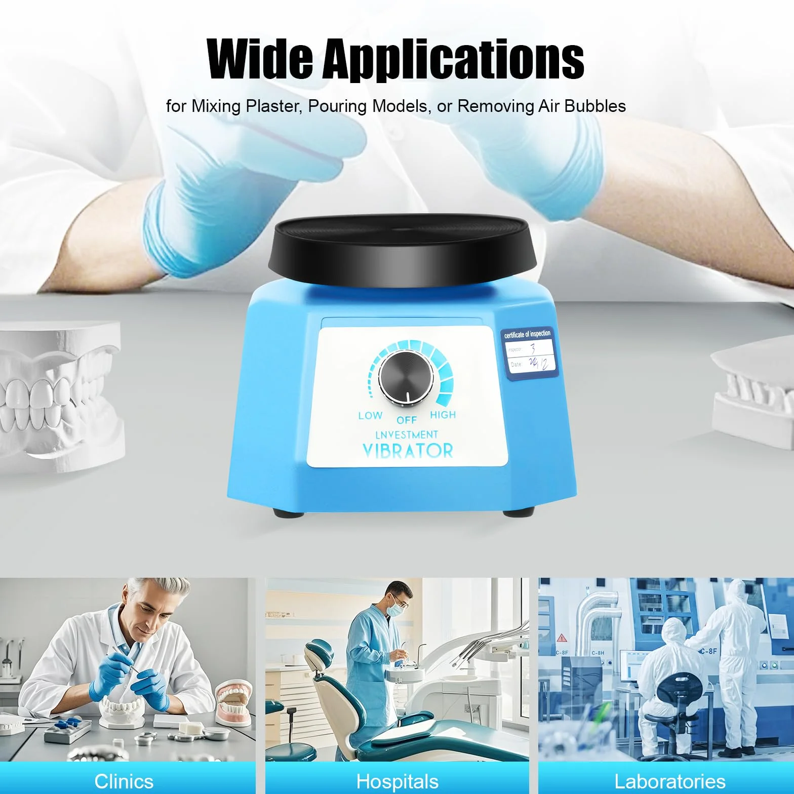 Dental Oszillator, 220V 100W Gipsrüttler, 4 Zoll Rüttelplatte Gips, Runder Gipsrüttler für Mischen von Gips, Gießen von Modellen, Harzguss