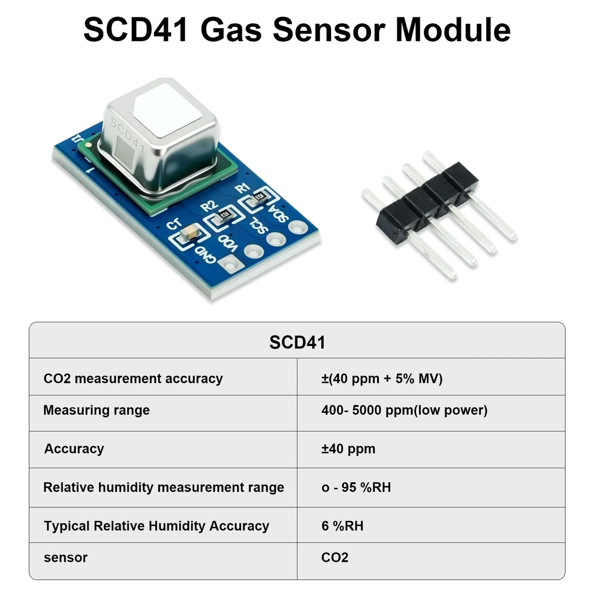 SCD41 SCD41 Gassensormodul Erkennt CO2,Kohlendioxid,QIQIAZI SCD41-Gas Sensor Module, Temperatur und Feuchtigkeit in Einem Sensor mit I2C-Kommunikation