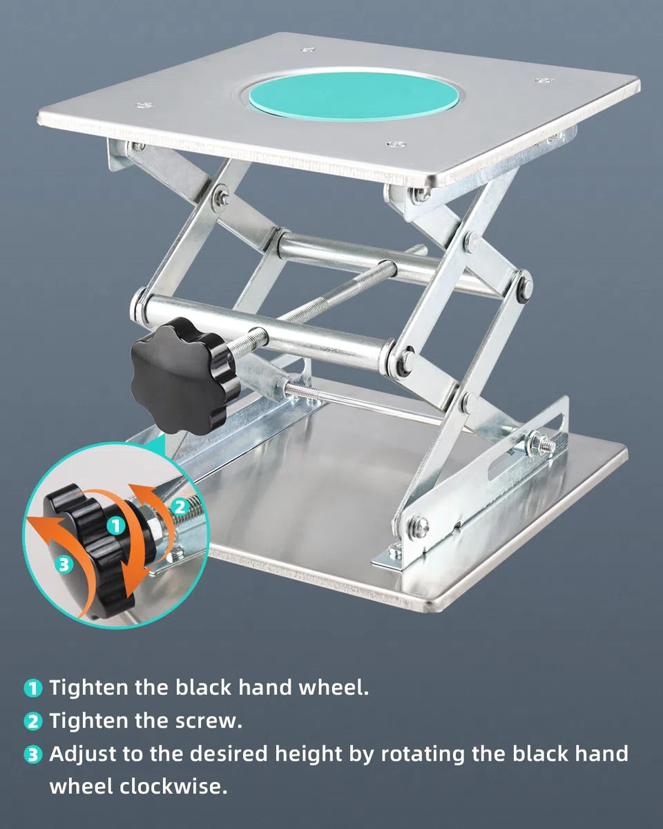 BOOMSTART Hubtisch Labor Hebebühne Edelstahl Labor Hebeplattform 200x200mm Ständer Rack Scissor Laborscherenwagenheber manuelle Steuerung für Labor Laborhebebühne Lab Jack