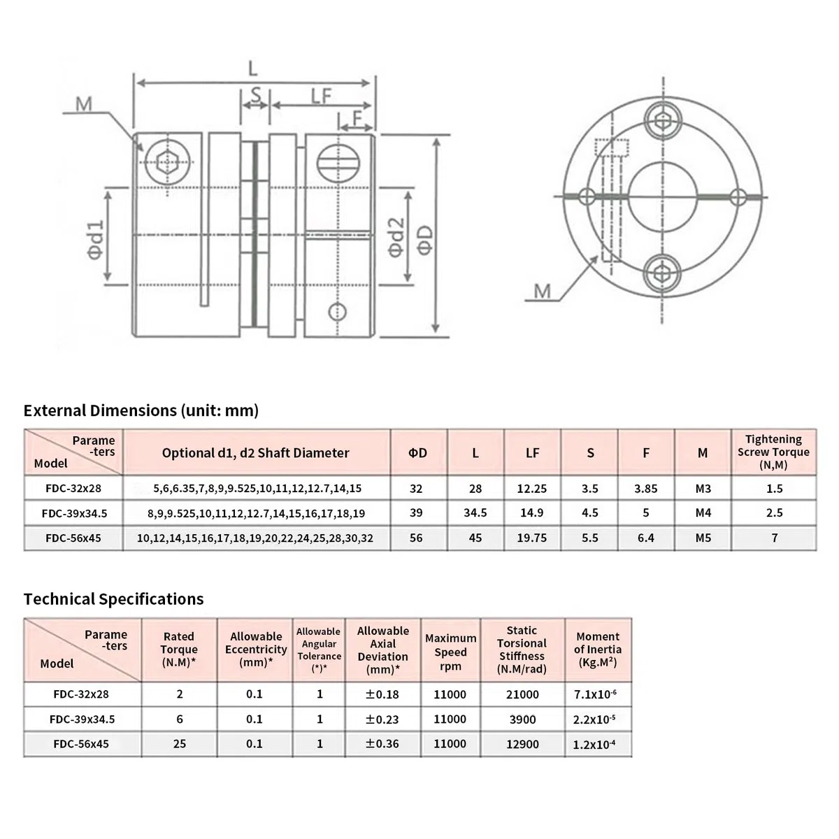 14 mm bis 20 mm flexible Membrankupplung, D56 L45 Aluminium 1 Membran-Motorwellenkupplung für 3D-Drucker CNC-Maschine Servo-Schrittmotor