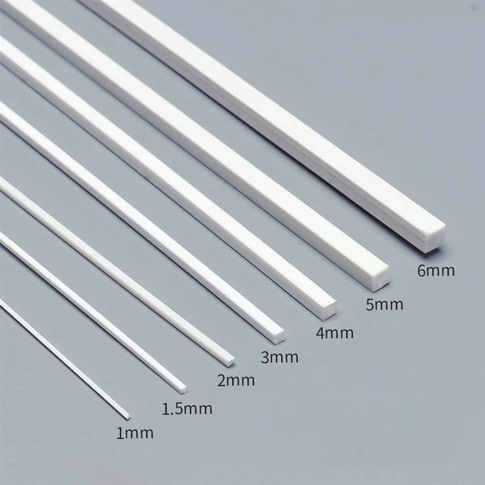 10 Stück weiße Vollstäbe, 1 x 1 mm – 10 x 10 mm quadratische ABS-Kunststoffstäbe, Länge 250 mm ABS-DIY-Material for Modellteilzubehör(10x10mm)