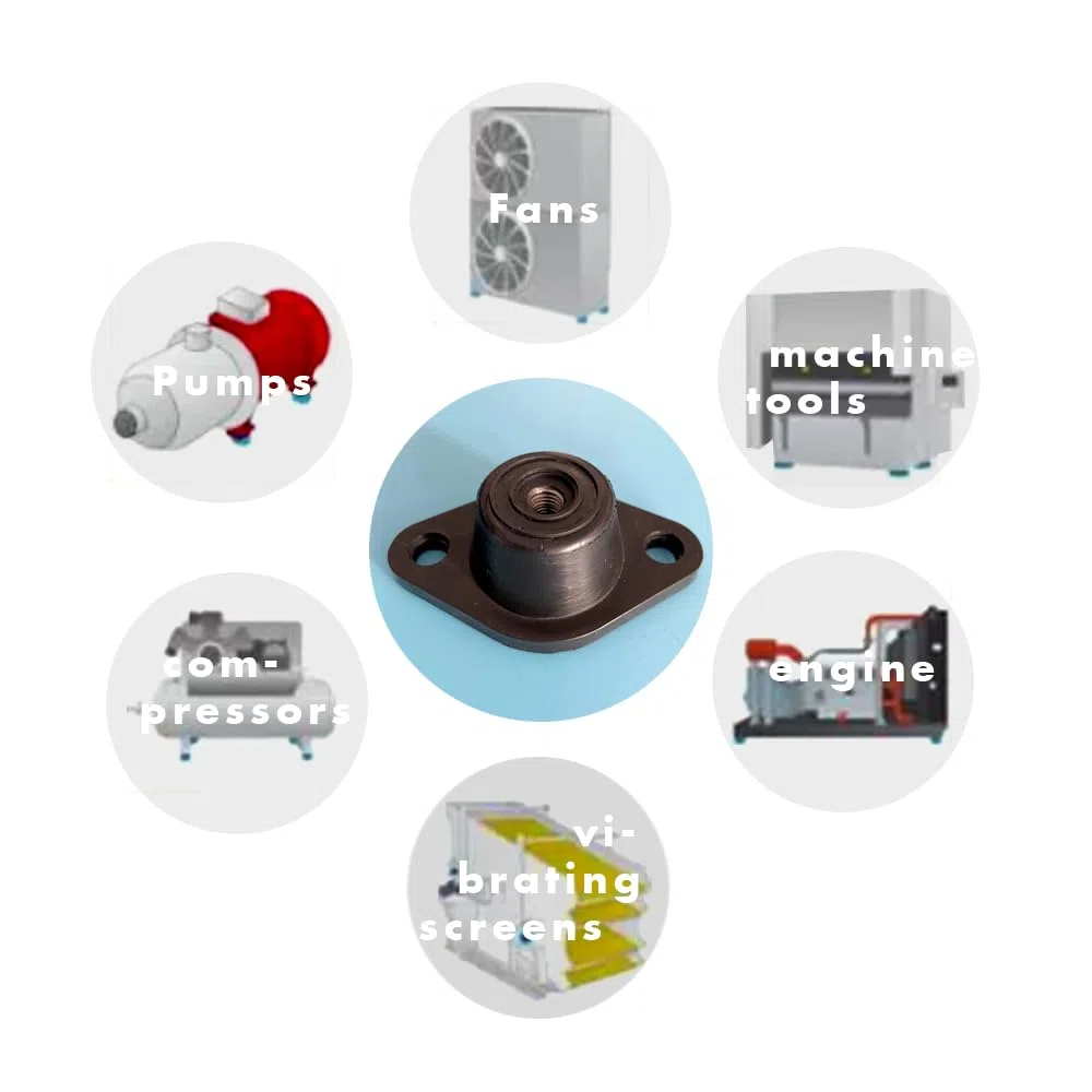 RM Gummilager Vibrationsdämpfer 4er-Set - M8 Gewinde - Schwingungsdämpfer für Lüfter, Pumpen, Klimaanlagen - Natural Rubber mit Metallverstärkung - Geräusch- und Erschütterungsisolierung