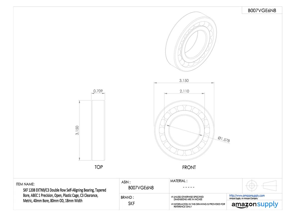 SKF 1208 EKTN9/C3 selbstausrichtendes Kugellager