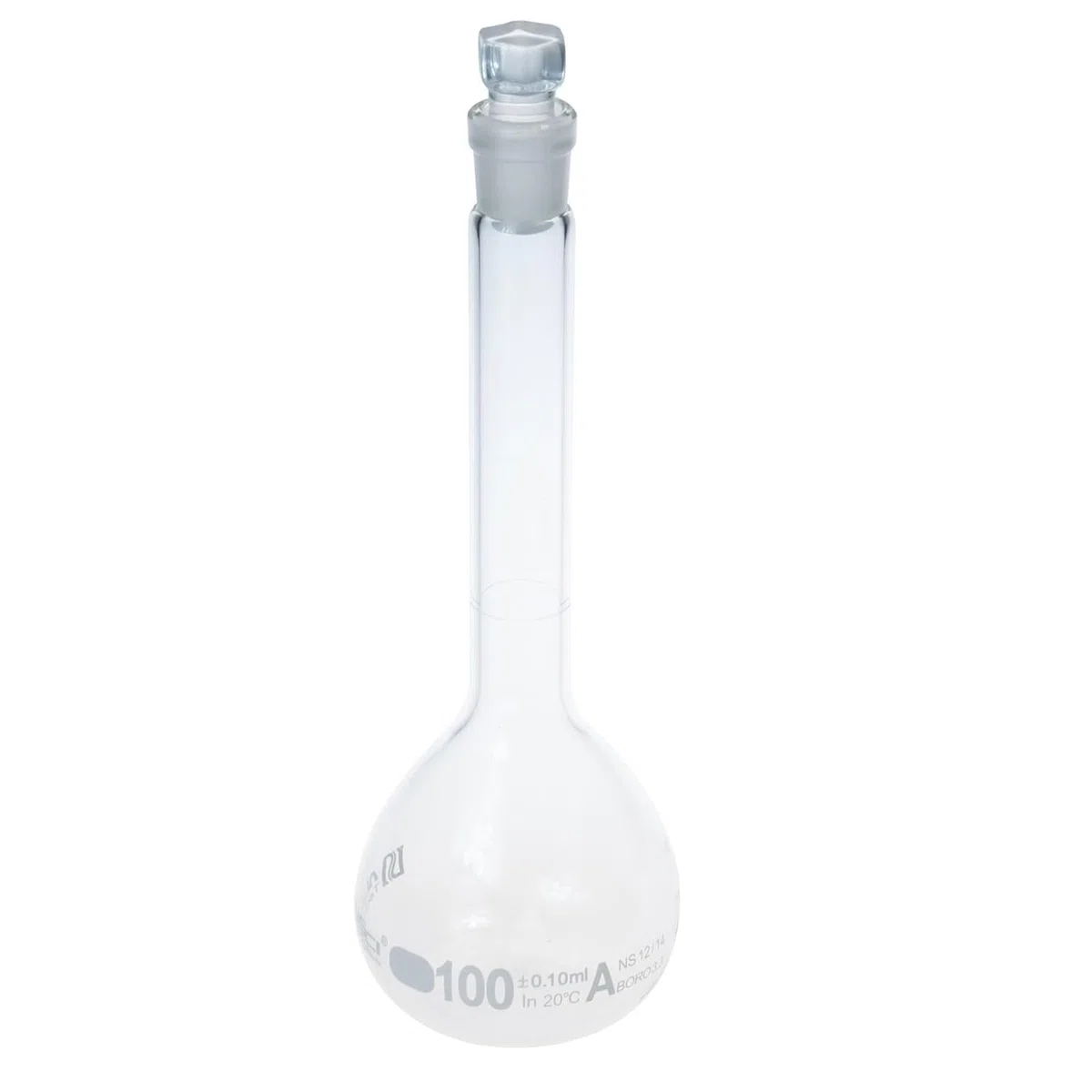 ALWSCI 2 Stück 100mL Volumetrische Kolben, Globusglas mit Glasstopfen, 3.3 Borosilikatglas, Klasse A, weiße Graduierung, Messkolben für Labor Schulprojekt
