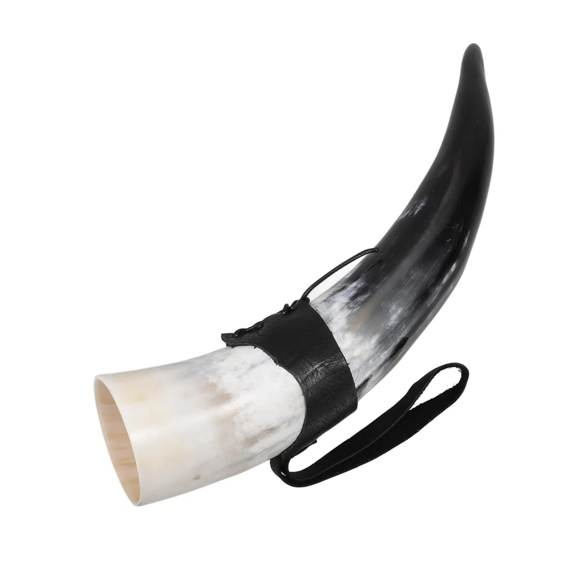 ULTECHNOVO Großer Mittelalterlicher Wikingerhornbecher mit Spitzem Design aus Gelbem Horn Trinkhorn mit Ständer und Robuster Praktischer Verarbeitung für Thematische Feiern
