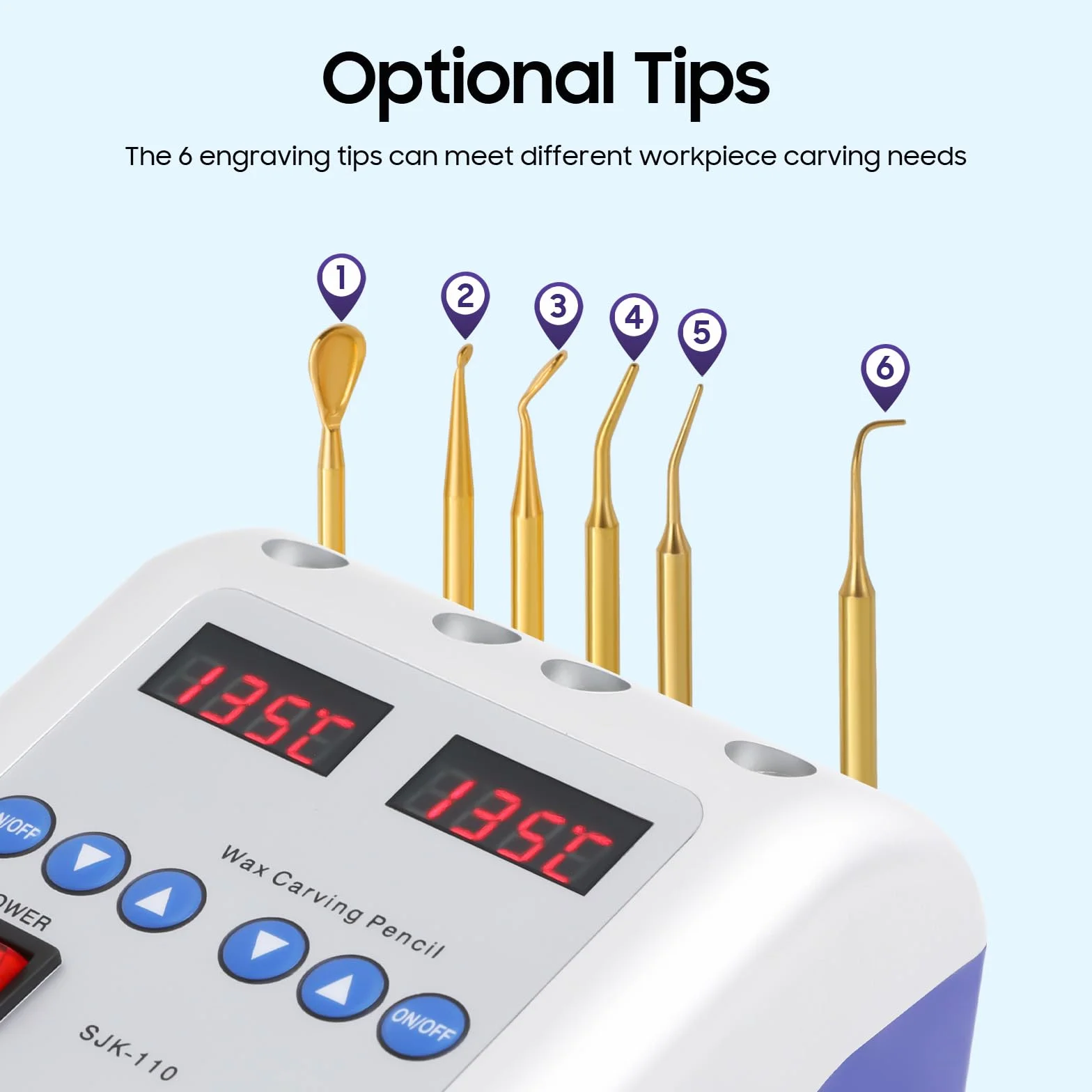 Digital Elektrisch Waxer Maschine mit 6 Tips Wachs Modellier Gerät Wachsmesser Dental 20W Digitaler Elektrischer Wachs Maschine, 2A, AC240V 50/60HZ