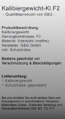 G&G 100g F2 Edelstahl Kalibriergewicht Prüfgewicht inkl. Schutzhülse / Genauigkeitsklasse F2