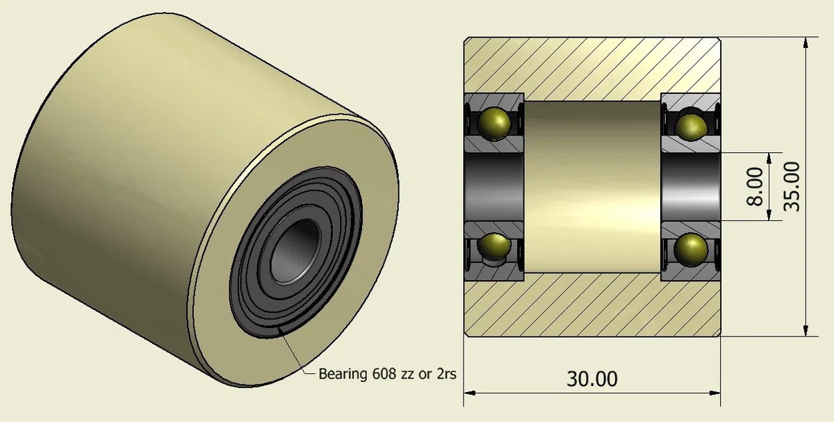 Smart Machines Nylon-Rollen, 4 Stück, 35 mm Durchmesser, maschinenbearbeitet, verschiedene Breiten, hergestellt in der EU, 30 mm Wide, 4