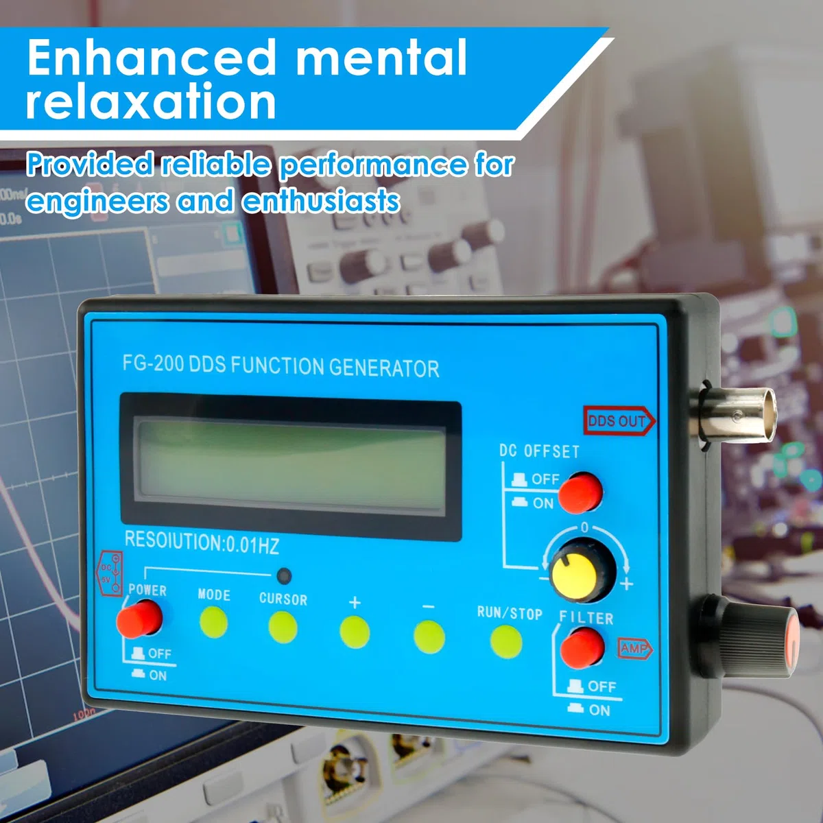 Funktionsgenerator 1Hz-500kHz DDS Frequenzgenerator Tragbar Multifunktional Schumann Wellengenerator mit USB Angetrieben 7,83 Hz Schumann-Wellengenerator für Reisen Hause