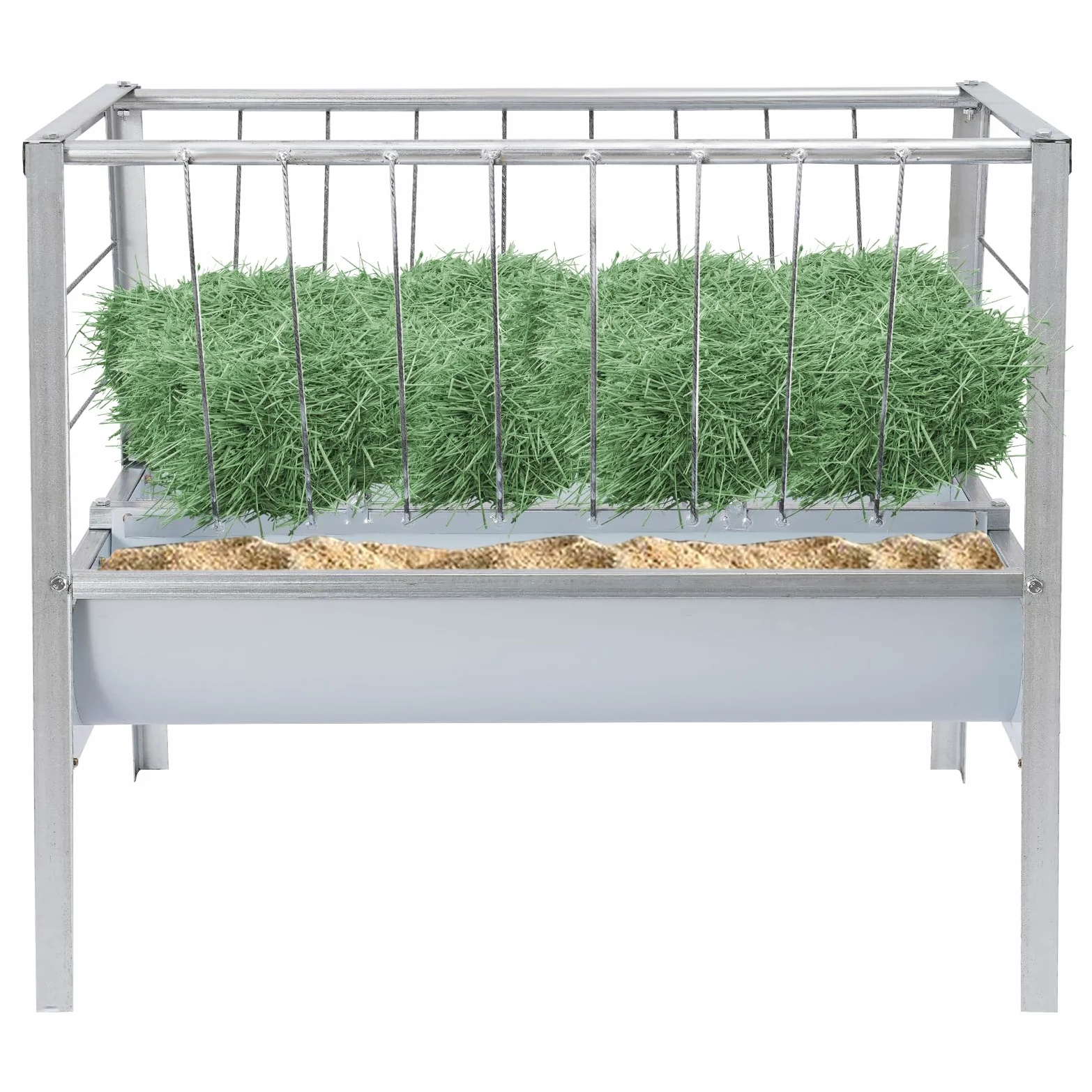 2 In 1 Heufutterautomat Viehfutterautomat Für Ziegen Schafe Pferde Mit 200 l Kapazität 100x66x85 cm Große Futterschale Aus Eisen Farbstahl Für Stall Weide Tierfütterung
