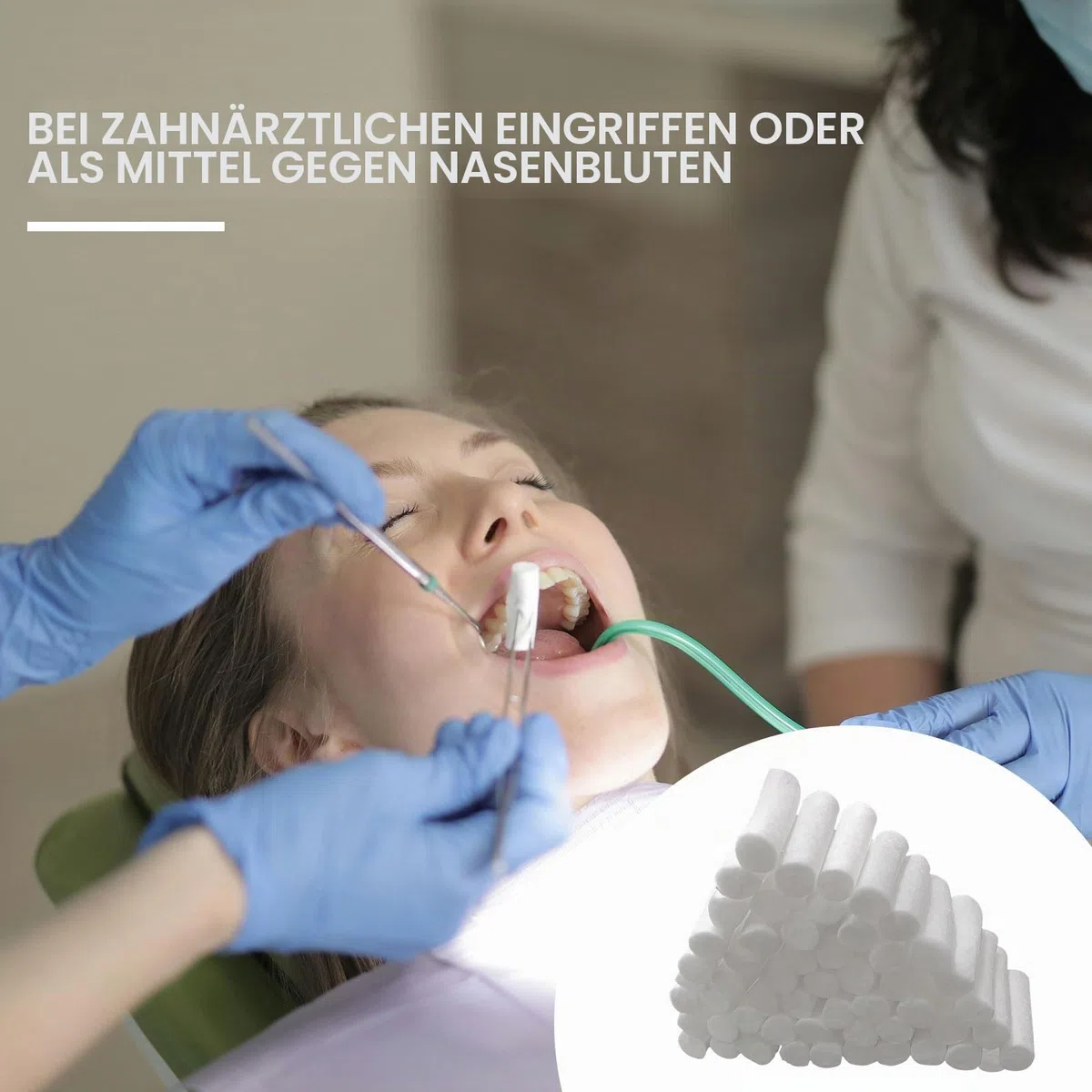 FUIPVGI 250 Stück Zahnärztliche Wattebäusche Dental Cotton Rolls Dental Gaze Rollt Zahngaze Hochsaugfähige Wattebausch Wattepads für Zahnärzte Nasenstöpsel für Blutige Nase Zähne Mund (Weiß)