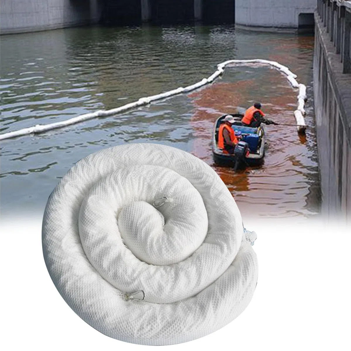 Ölsperre 3 m, 6 m und 10 m Lange Ölabsorber, Ölauffangbarrieren, Pier- / See- / Hafen-Wasseroberflächen-Sperren(L 10m/32.8ft)