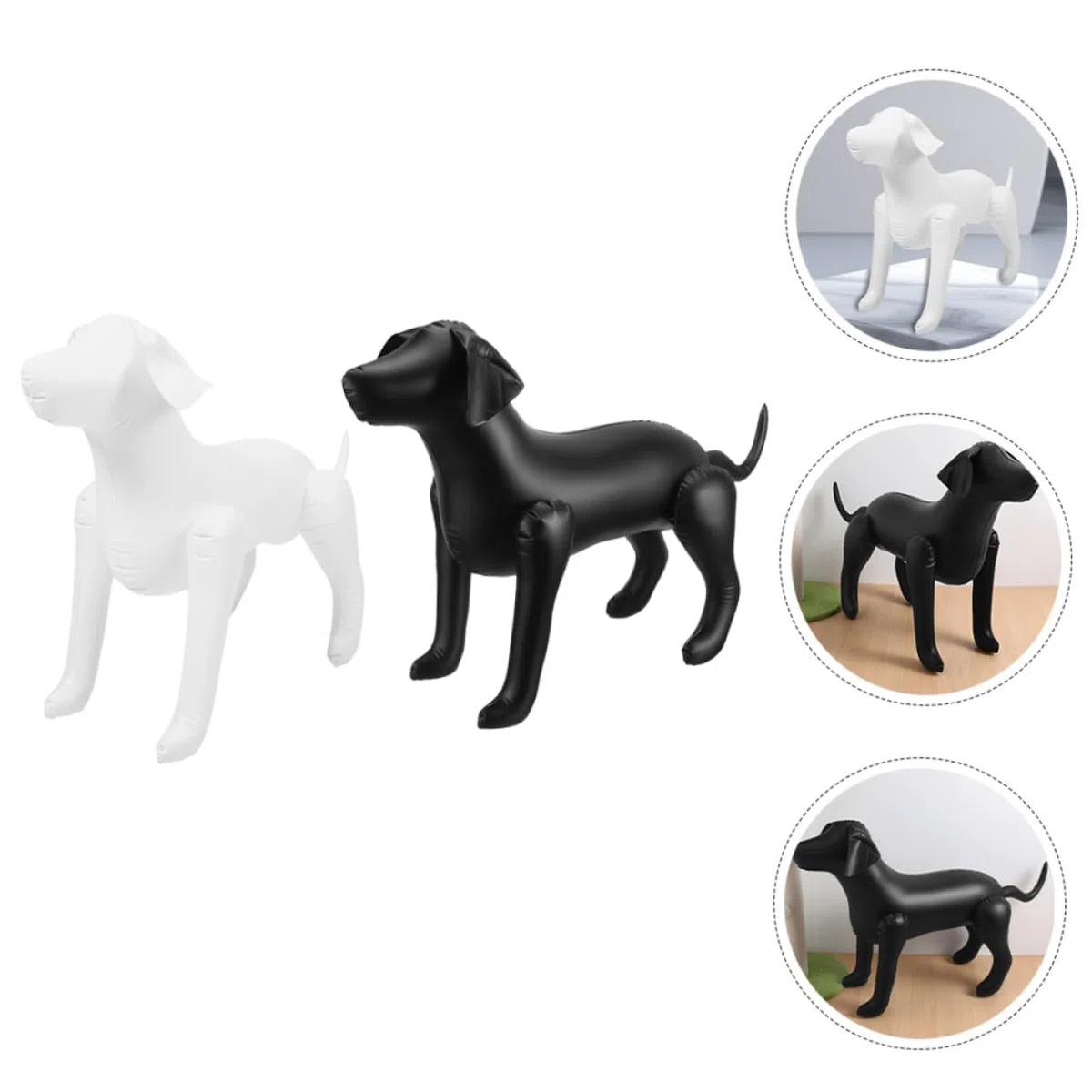 2 Stück Hunde Schaufensterpuppen aus Flexiblem PVC Aufblasbare Haustier Mannequins in Schwarz und Weiß für Bekleidungsausstellung