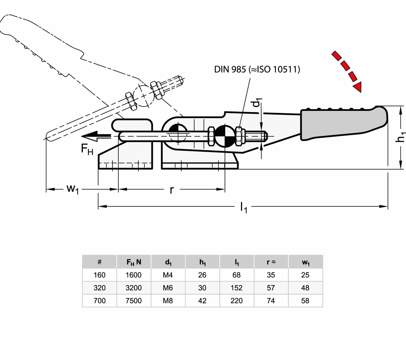 Ganter Normelemente | Verschluss-Spanner für Zugspannung - GN 851-160-T2 | Stahl | verzinkt, blau passiviert | 1 Stück, Haltekraft F: 1600 N
