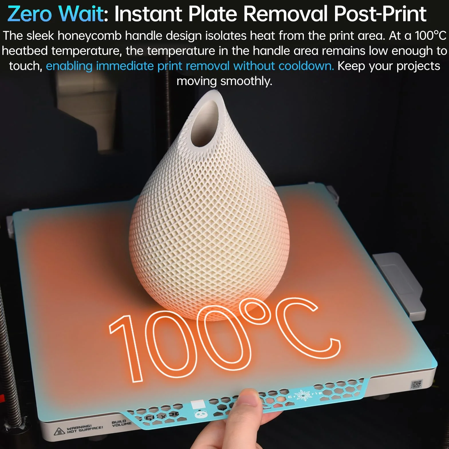 BIQU CryoGrip Pro Glacier-Original Panda Build Plate for Bambu-Lab P2S P1S P1P X2D X1C X1E A1 3D Printers, Double-Sided Fine Textured Spring Steel Sheet, Firm Adhesion, 257x257mm, 1 Piece