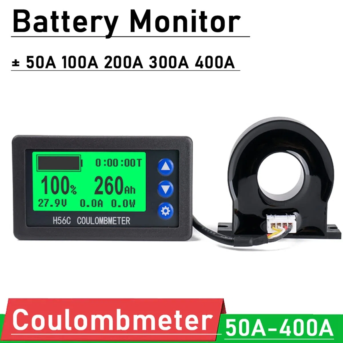 Batteriemonitor Hall Coulomb Meter DC 8-100V 100A Lifepo4 Blei-SäUre Li-Ion Lithium KapazitäT Leistungsanzeige