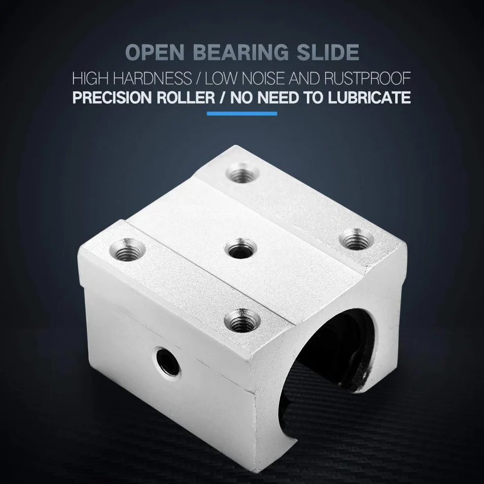 SBR16UU Lineargleitlager aus Aluminiumlegierung, 16mm Wellendurchmesser, 4,5 x 4,5 x 2 cm, 4 Stück, CNC Gleitbuchsen für Linearbewegung