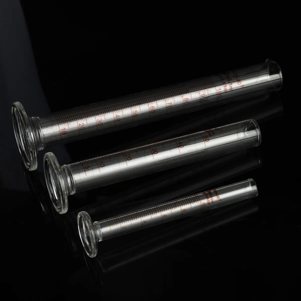 stonylab Messzylinder mit Skala, 10 ml / 50 ml / 100 ml Dickwandiges Borosilikatglas, Messzylinder Set Labor Glaswaren