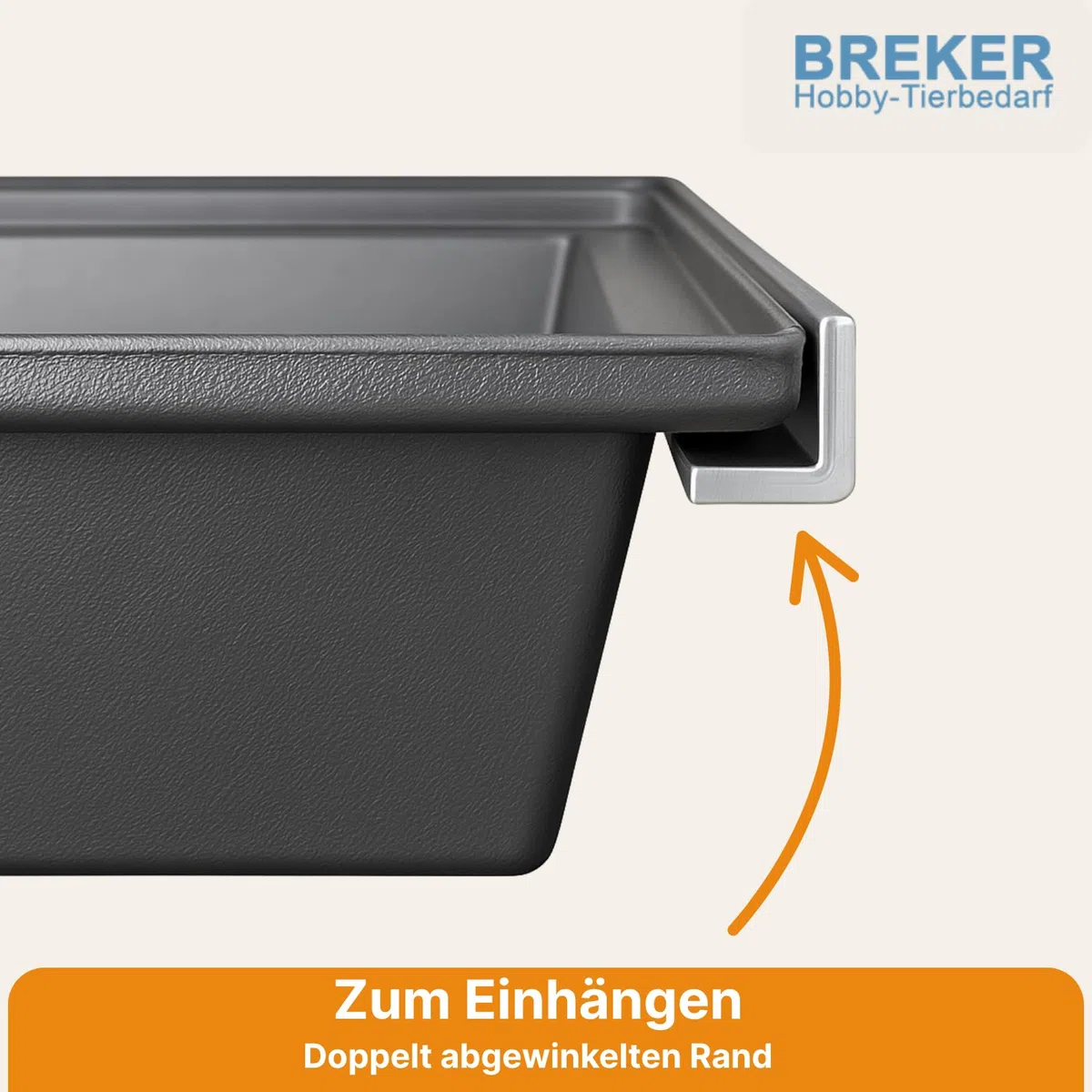 Breker Kunststoffwanne 60x60cm [geeignet als Kotwanne] 36 Liter Fassungsvolumen | Allzweckwanne | Plastikwanne | Schwarz