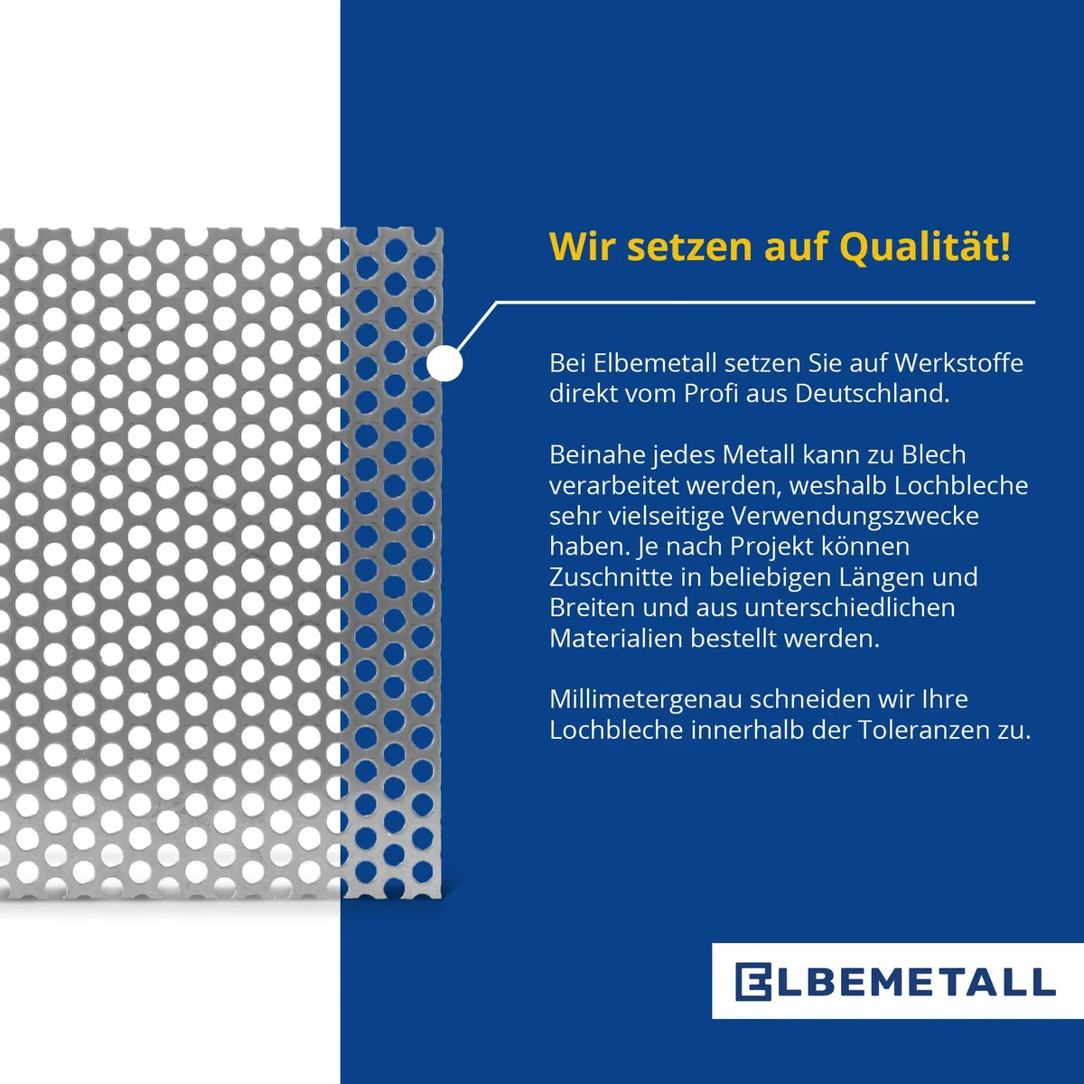 Lochblech Aluminium 300 x 500 mm mit 2,0 mm Stärke/Metall Lochblech 5 mm Rundloch, 8 mm Lochabstand/Lochbleche aus Al 99,5 Werkstoff/hochwertiges Lochblech aus Metall