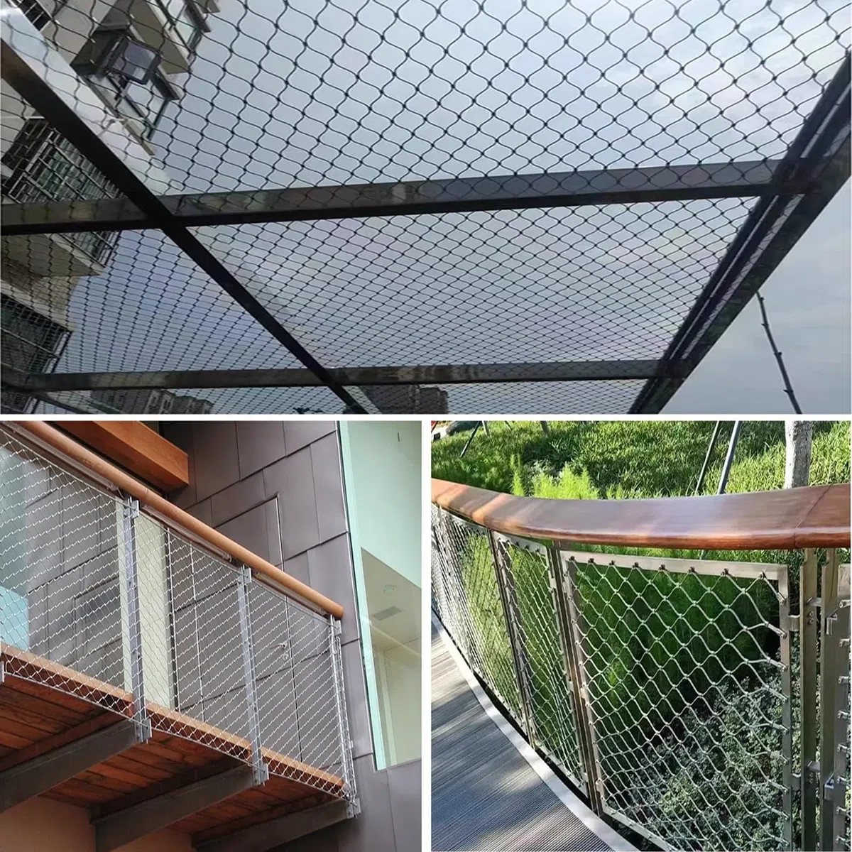 VXHCS 304 Edelstahl-Seilnetz, Sicherheitsnetz für Balkon, 10cm/1,5mm Flexibles Seil-Geländer-Netz, Flexibles, Schlagfestes Sicherheitsnetz (0.8x2m)
