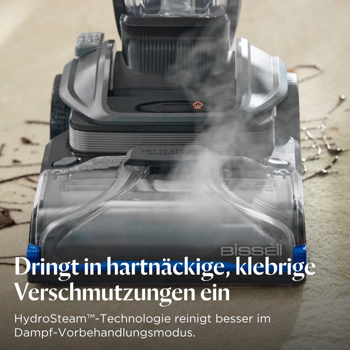 BISSELL Revolution HydroSteam, Teppichreiniger Nasssauger, Teppich Reinigungsgerät für Gründliche Teppichreinigung, Dampfsauger Machine mit HydroSteam Technologie, Leistungsstarker 1300W Motor, 3670N