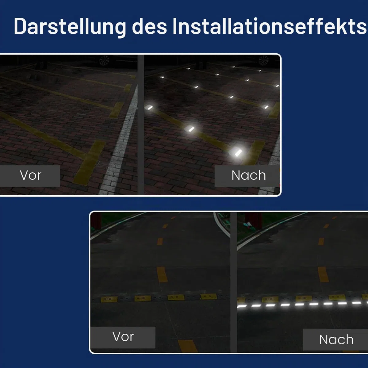 10 Stück Reflektierender Markierungsnagel, Parkplatz Markierung Gartenweg Treppen Gelb (weiß - 10 packen)