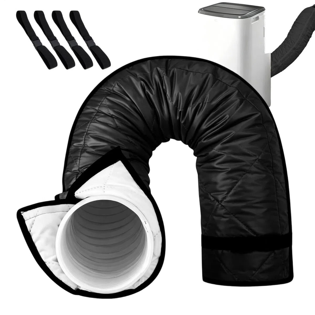 Air Conditioner Exhaust Hose Cover, Portable Air Conditioner Hose Insulation Cover Kit | Washable Duct Vent Accessories With 4 Straps For 5 & 5.9-inch Diameter Window Outdoor Outside RV Door