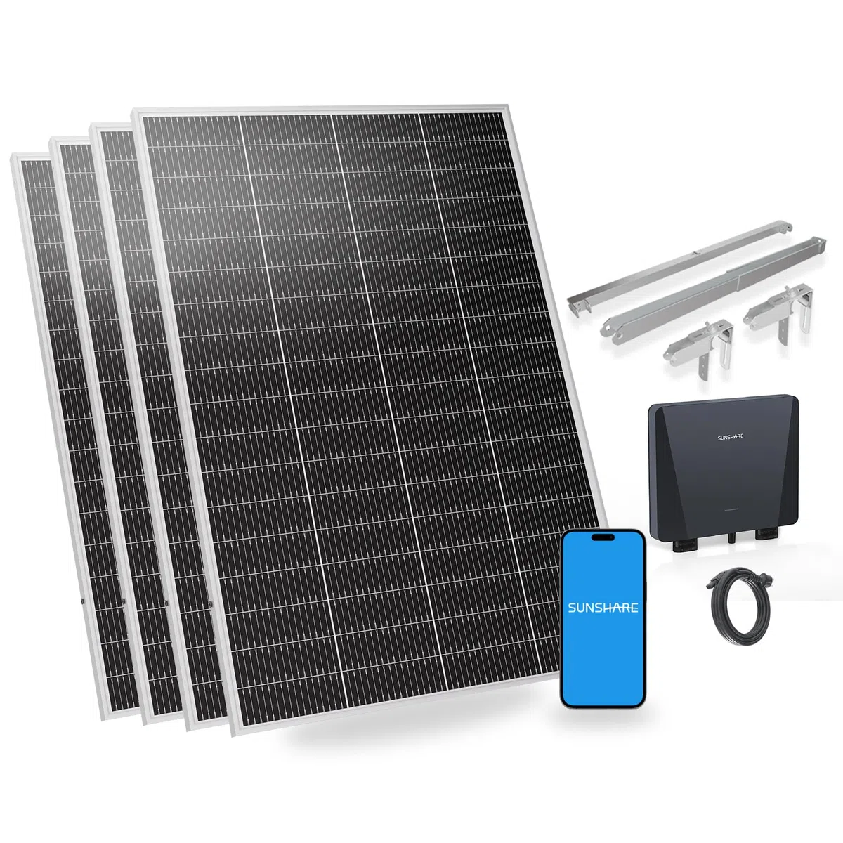 Ray Lite 800W Balkonkraftwerk mit Halterung – Leichtes, vormontiertes Komplettset mit 800W Mikro-Wechselrichter & Solarpanel – Geeignet für verschiedene Balkone – Plug & Play